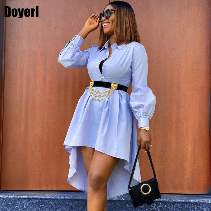 Blue-Long-Sleeve-Shirt-Dress-Women-Autumn-Irregular-A-Line-Shirt-Dress-Midi-Button-High-Low