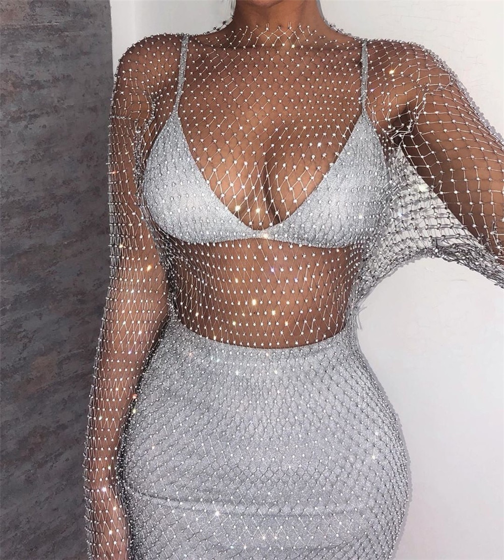 DIRTYLILY-New-Crystal-Diamond-Sexy-Bodycon-Dress-Women-Hollow-Out-Long-Sleeve-Mini-Dress-2020-Summer